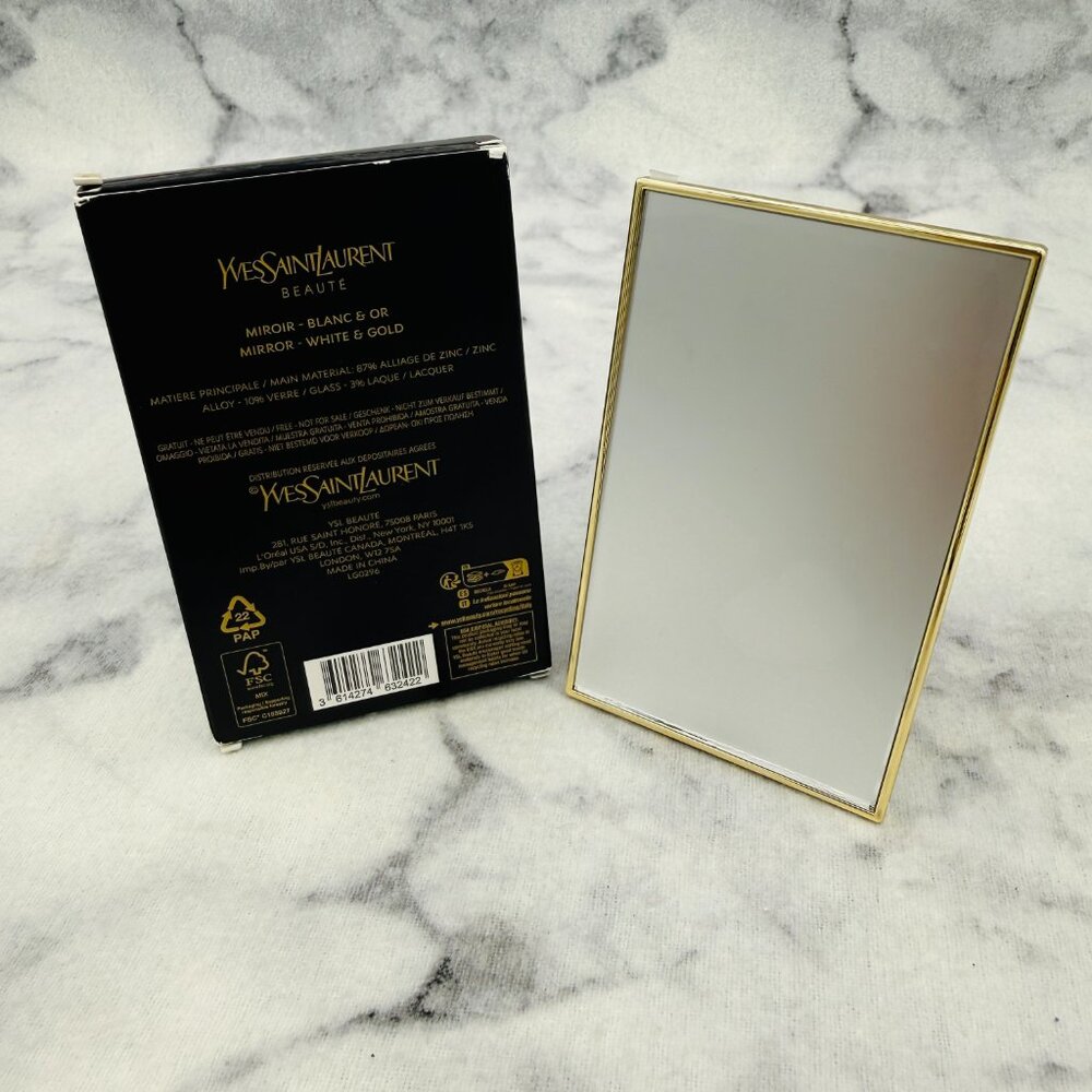 Yves Saint Laurent Holiday Mirror White Gold Logo Compact Travel Mirror-BOX-NEW - Picture 3 of 11